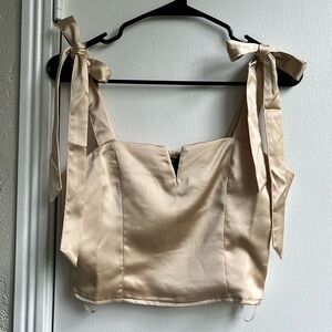 Satin Tie-Strap Gold Top, Forever 21